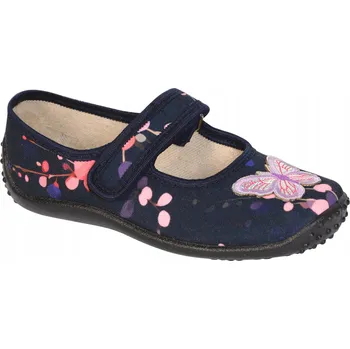 Dívčí bačkory ZETPOL balerínky, dívčí papuče Julia, černé s motýlem, velikost 28