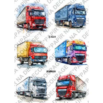 Umělecký papír Rýžový a soft papír na decoupage - Kamion - KB3221 Materiál: Soft, Rozměr: A4