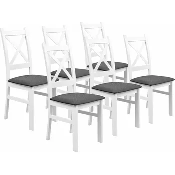 Jídelní židle Sada 6x dřevěná židle KRZ Bílá/Grafitová