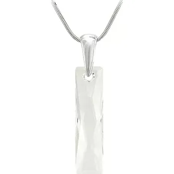 Náhrdelník Swarovski Elements Queen Baguette krystal 25mm - Stříbrný náhrdelník (přívěsek + řetízek) bílý obdélník 34244.1 Crystal (bílá, čirá, křišťálová)