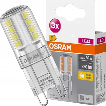 Žárovka 3x LED žárovka G9 kapsle 2,6W = 30W 2700K Osram