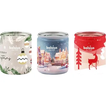 Svíčka Bolsius Sklo 68x80mm Vánoční mix II, vonná svíčka