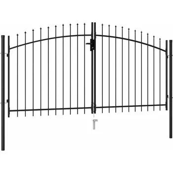 brána zahrada-XL Dvoukřídlá zahradní brána s hroty ocelová 3 x 1,5 m černá 146028