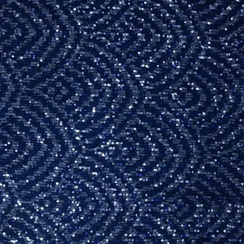 Modrý elastický tyl s modrým flitrovým vzorem, š.120/140
