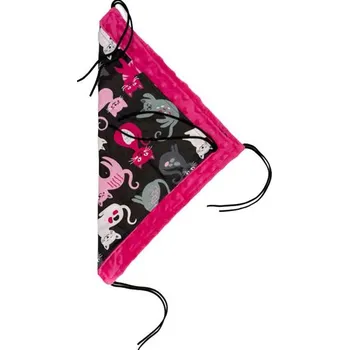 Pelíšek pro psa Pelech dr.savec závěsný M, kočky na černé, růžová minky 30x30cm