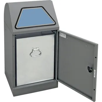 Odpadkový koš Samozhášecí nádoba na odpad, ruční obsluha, pozinkovaná vnitřní nádoba, objem 60 litrů, šedá/šedá