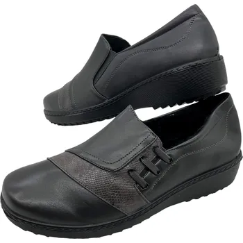 Dámské mokasíny Dámské šedé nadměrné mokasíny s jemným zateplením Barva: Šedá, Velikost: 41