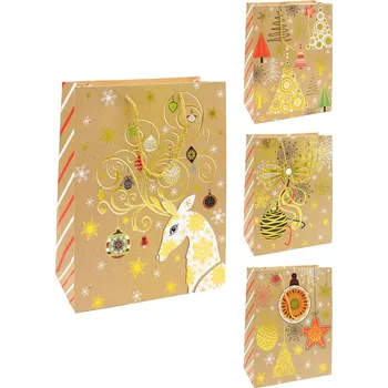 Dárková taška Dárková taška vánoční 9092 velikost S 18 x 8 x 23 cm (mix 4 vzorů)