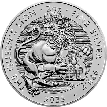 Stříbrná investiční mince The Royal Tudor Beasts - The Queen's Lion 2 Oz 2026