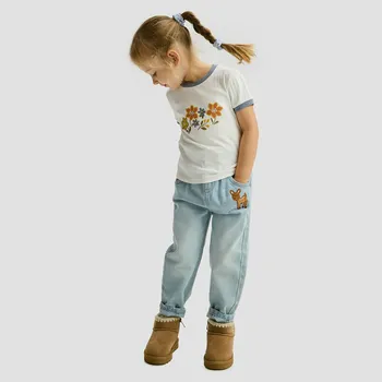 Dívčí tričko Reserved - Halenka s výšivkou - krémová - 565FT-01X - 565FT-01X-92