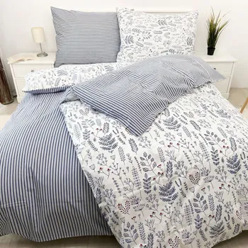 Povlečení Bavlněné povlečení Herbář Modrý oboustranný Zapínání: knoflík, Velikost polštáře: 70x90, Velikost přikrývky: 140x200