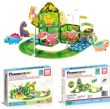 ostatní stavebnice Picasso Tiles PicassoTiles Magnetická dinosauří závodní dráha 89 ks