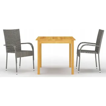 Jídelní stůl Sada zahradního nábytku z umělého ratanu VidaXL šedá 3 ks