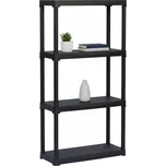 Plastový regál Mamutex 1330x700x300 mm - 4 police, nosnost 80 kg, černý
