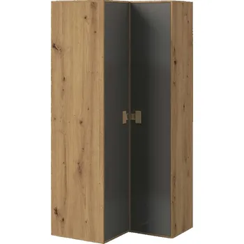 Šatní skříň Slevadoma Rohová šatní skříŇ CRESTON 3 do dětského pokoje | dub artisan / šedý lesk