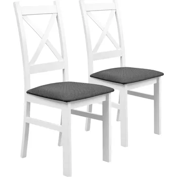 Jídelní židle Sada 2x dřevěná židle KRZ Bílá/Grafitová