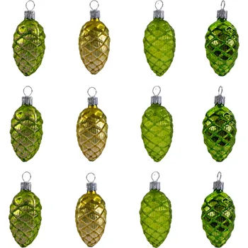 Vánoční ozdoba Koulier Skleněné vánoční ozdoby basic Moss - Moss šiška, 12 ks zelená 12