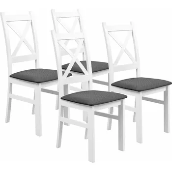 Jídelní židle Sada 4x dřevěná židle KRZ Bílá/Grafitová