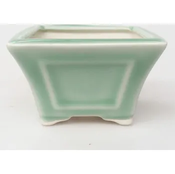 Květináč Keramická bonsai miska 8,5 x 8,5 x 5 cm zelená
