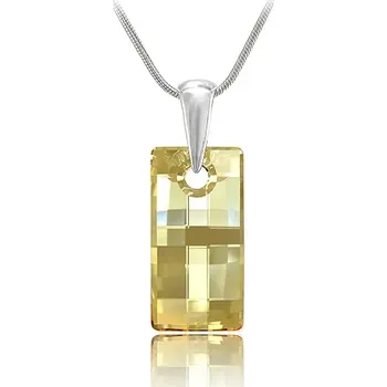 Náhrdelník Swarovski Elements Urban krystal 20mm - Stříbrný náhrdelník (přívěsek + řetízek) zlatý obdélník 34254.2 Golden Shadow (zlatá, světlá jantarová, zlatobéžová)