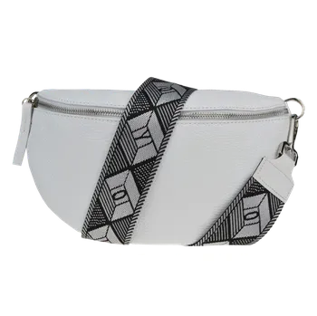 NovaKabelka.cz Kožená italská crossbody kabelka Reni Grande Bianca s přídavným popruhem VI