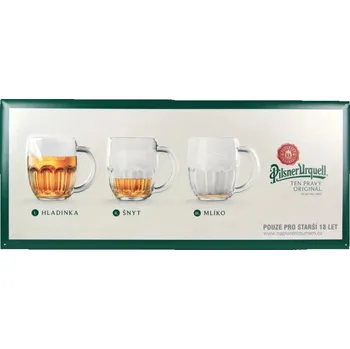 Plechová cedule Plechová cedule se třemi půllitry Pilsner Urquell 30x66 cm