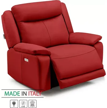 Křeslo Kožené křeslo CONTINENTAL s elektrickou funkcí relax 1P, elektrické, červená (rosso 304)