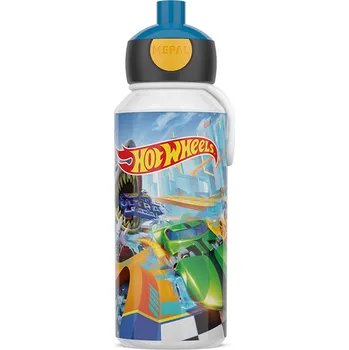 Láhev Dětská láhev na vodu s pítkem Campus, 400ml, Mepal, Hot wheels