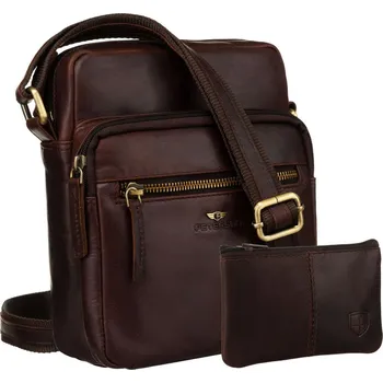 Pánská kožená kabelka s popruhem Barva: Hnědá