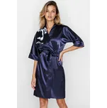 Saténový župan 100 tmavě modrý M - Dárková krabička