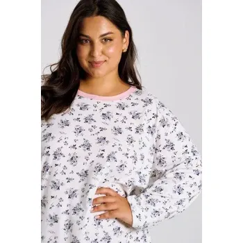 Dámské noční prádlo Dámská noční košile 3467-Martina, dlouhý rukáv, bílá, vel. XXL, 3XL, 4XL