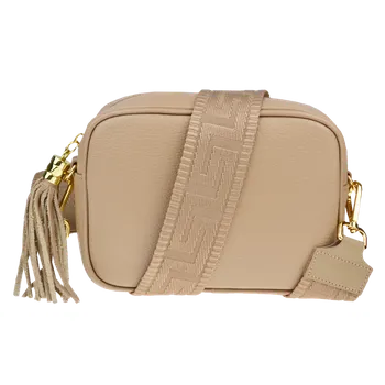 Kabelka NovaKabelka.cz Kožená italská crossbody kabelka Bala Cappuccino s přídavným popruhem I