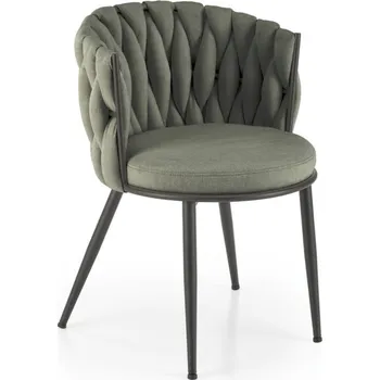 Jídelní židle Designové jídelní křeslo MANDY — kov, látka, černá / olivová