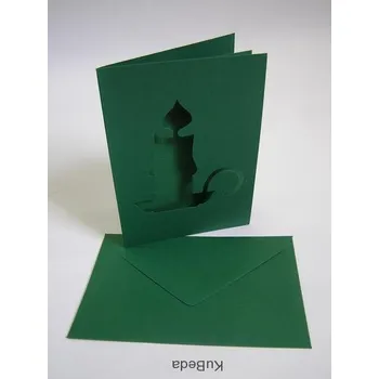 Vánoční přání 10,8 x 15,5 cm - svícen - zelená