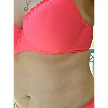 Dámské plavky Ebbie Vrchní díl dámských plavek podprsenka s ozdobným řasením s vyztuženým košíčkem D lososové Velikost: 3XL, Košíček: D