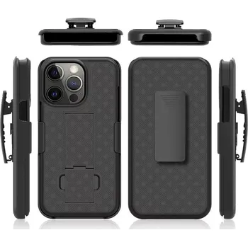 Pouzdro na mobilní telefon Kryt HOLSTER s klipem a stojánkem pro Apple iPhone 12 / 12 Pro - černý (Kryt HOLSTER s klipem na opasek a funkcí stojánku pro Apple iPhone 12 / 12 Pro - černý)