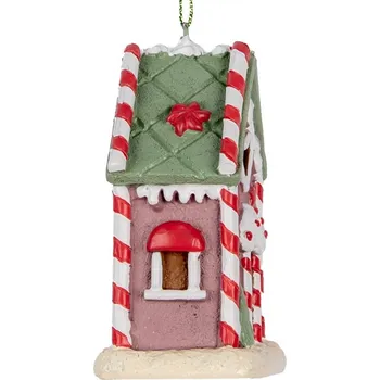 Vánoční dekorace Růžová závěsná dekorace perníková chaloupka Candy - 6*4*8 cm