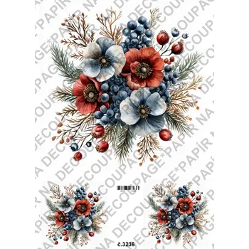 Umělecký papír Rýžový a soft papír na decoupage - Kytice - KB3236 Materiál: Soft, Rozměr: A4