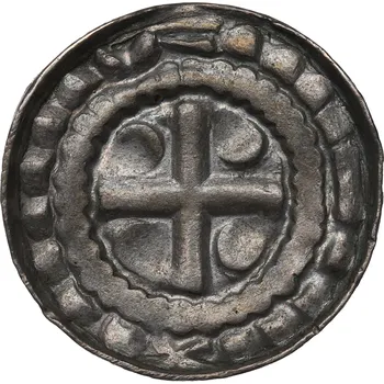 Stará Stříbrná Mince Křížový denár, Sasko 11 století, Moc pěkný kus (Starý stříbrný denár 11 století)