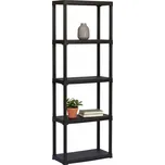 Plastový regál Mamutex 1760x600x300 mm - 5 polic, nosnost 100 kg, černý