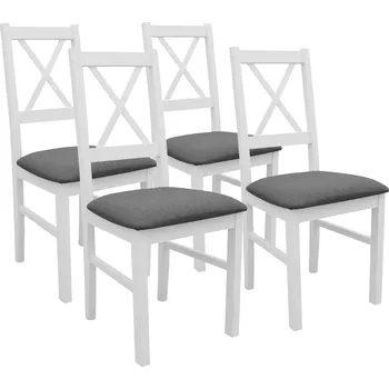 Jídelní židle Sada 4x dřevěná židle NIL10 Bílá/Grafitová