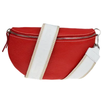 Kabelka NovaKabelka.cz Kožená italská crossbody kabelka Reni Grande Rossa s přídavným popruhem X