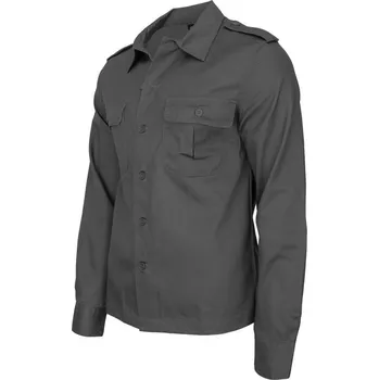 Pánská košile Pánská košile Brandit černá s dlouhým rukávem bavlněná velikost 5XL