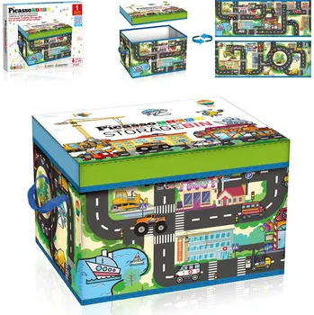 ostatní stavebnice Picasso Tiles PicassoTiles Úloný box na magnetické stavebnice Město s víkem a úchyty