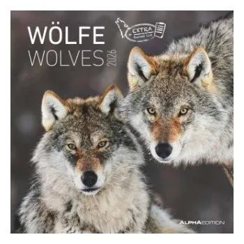 Diář Wölfe 2026 - Broschürenkalender 30x30 cm (30x60 geöffnet) - Kalender mit Platz für Notizen - Wolves - Bildkalender - Wandplaner - Alpha Edition (DA)