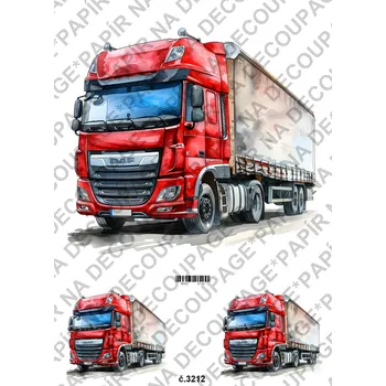 Umělecký papír Rýžový a soft papír na decoupage - Kamion - KB3212 Materiál: Soft, Rozměr: A4