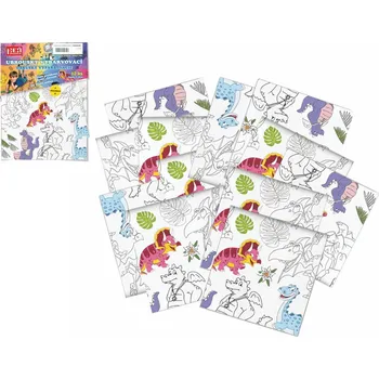omalovánky Pexi Ubrousky vybarvovací 12 ks dinosauři plast v sáčku 30x42x1cm