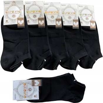 Dámské ponožky 5 x Kotníkové Ponožky Černé Dámské Bavlněné Klasické AuraVia Ponožky 35-38