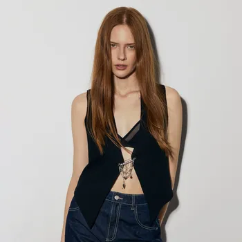 Dámské sako Reserved - Vesta s ozdobou - černý - 266FT-99X - 266FT-99X-XS