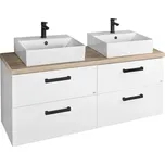 Aqualine VEGA sestava koupelnového nábytku; š. 125 cm; bílá/dub platin